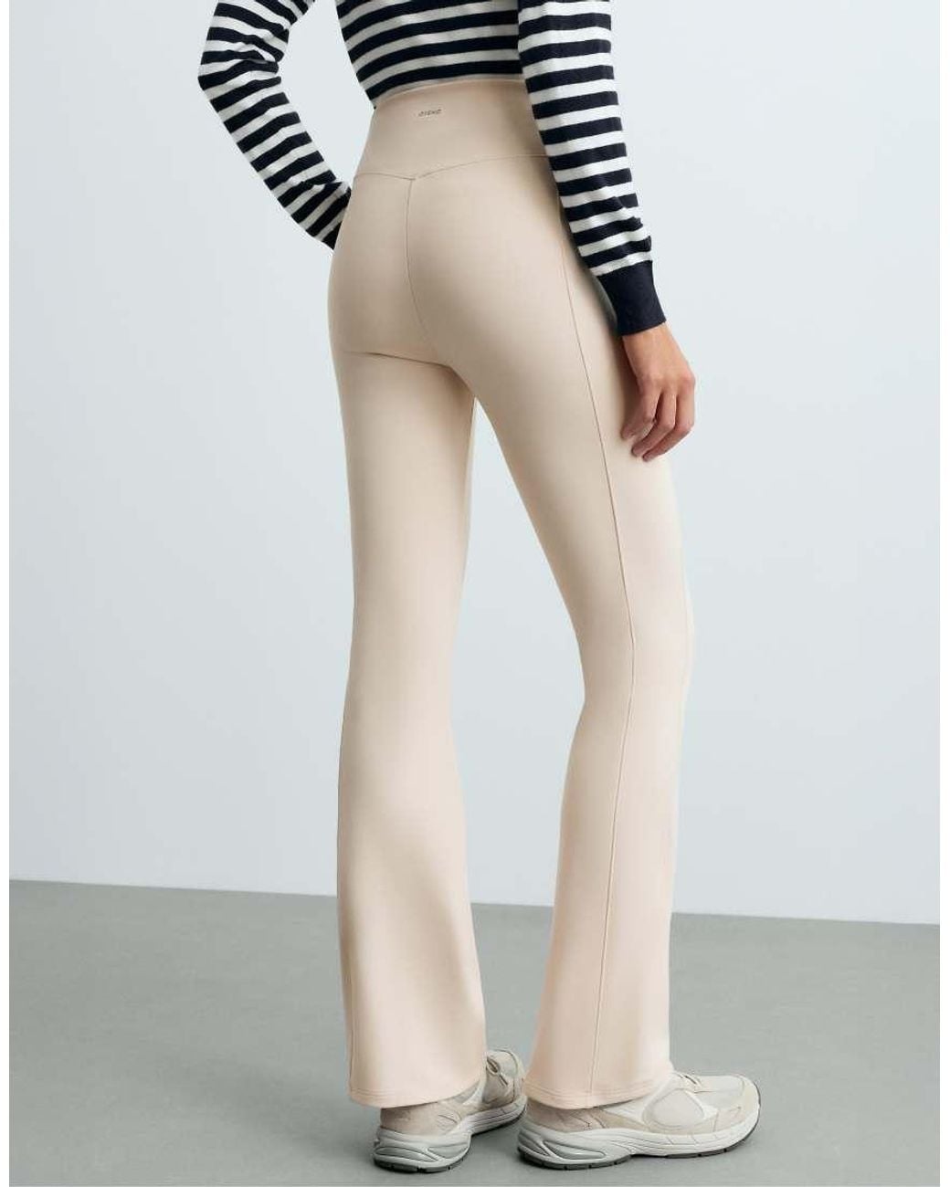 Oysho Blue High Rise Warm Flare Trousers With Zips