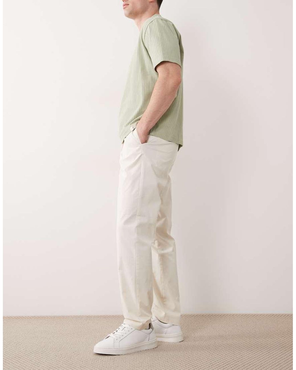 SELECTED Natural Pleated Trousers for men