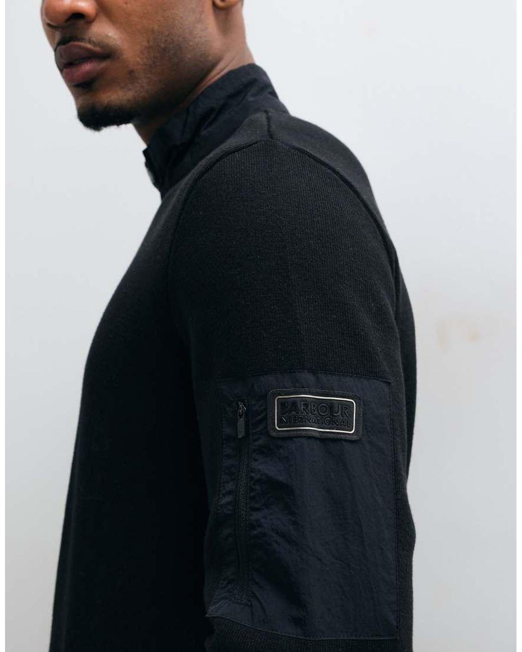 Barbour Blue Half Zip Knitted Jumper for men