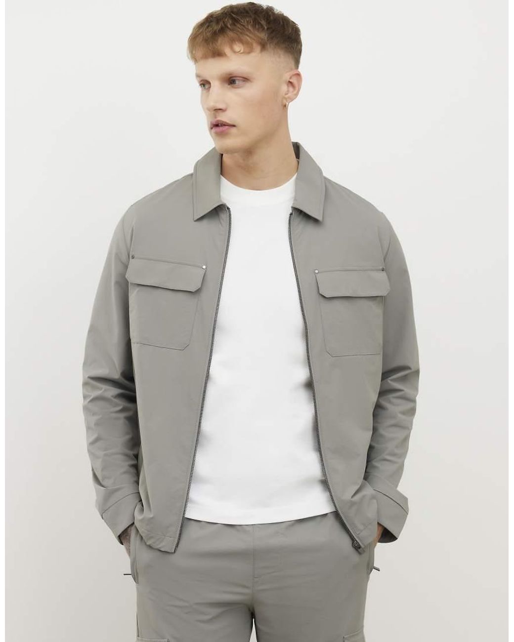 River Island Gray Muscle Fit Shacket for men