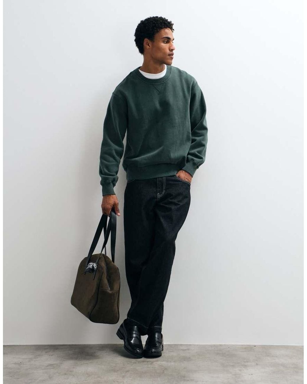 Abercrombie & Fitch Green Essential Crew Neck Sweatshirt for men