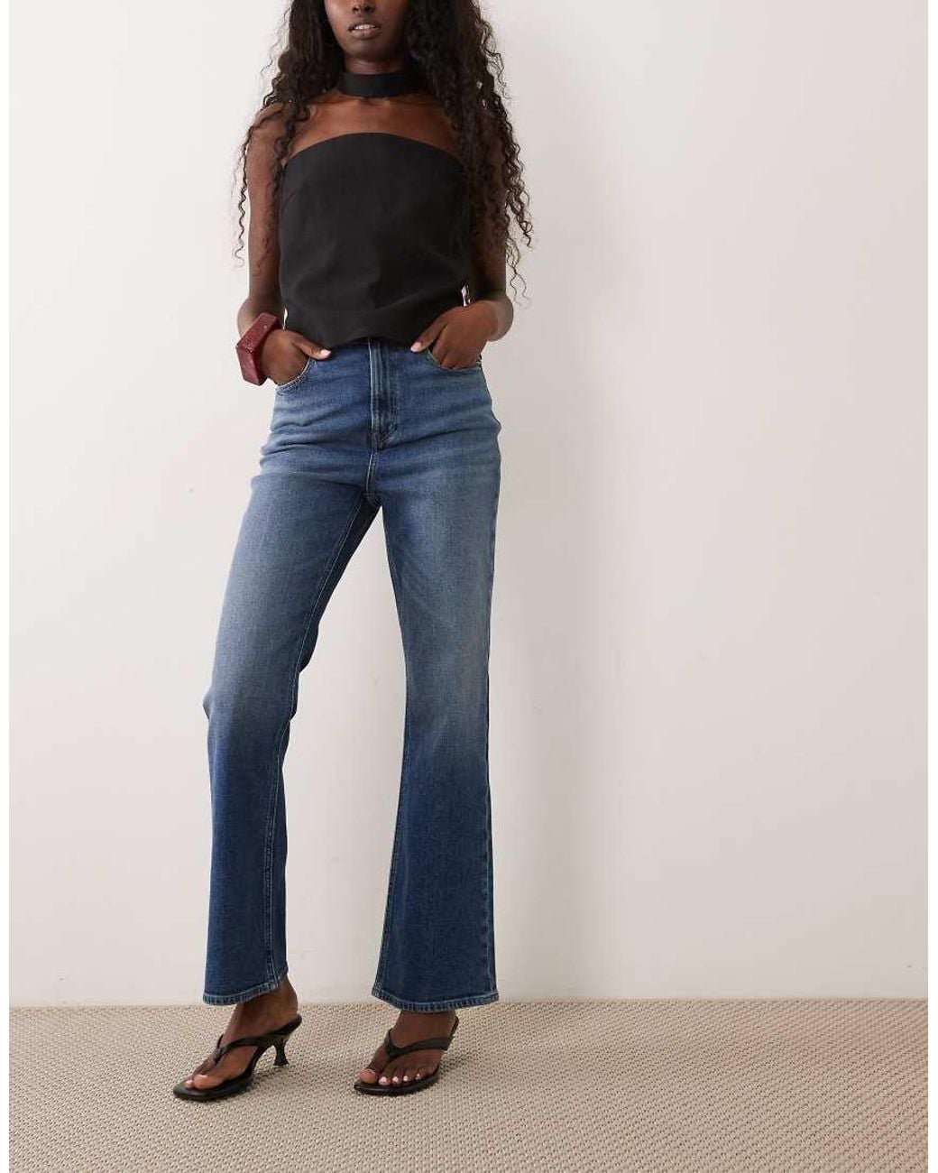 Calvin Klein Blue High Rise Bootcut Jeans