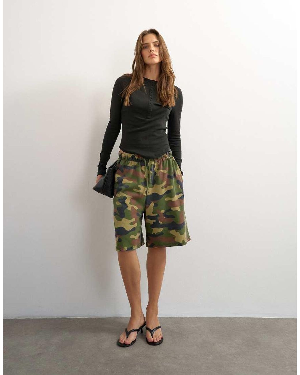 TOPSHOP Green Sheer Long Sleeve Henley