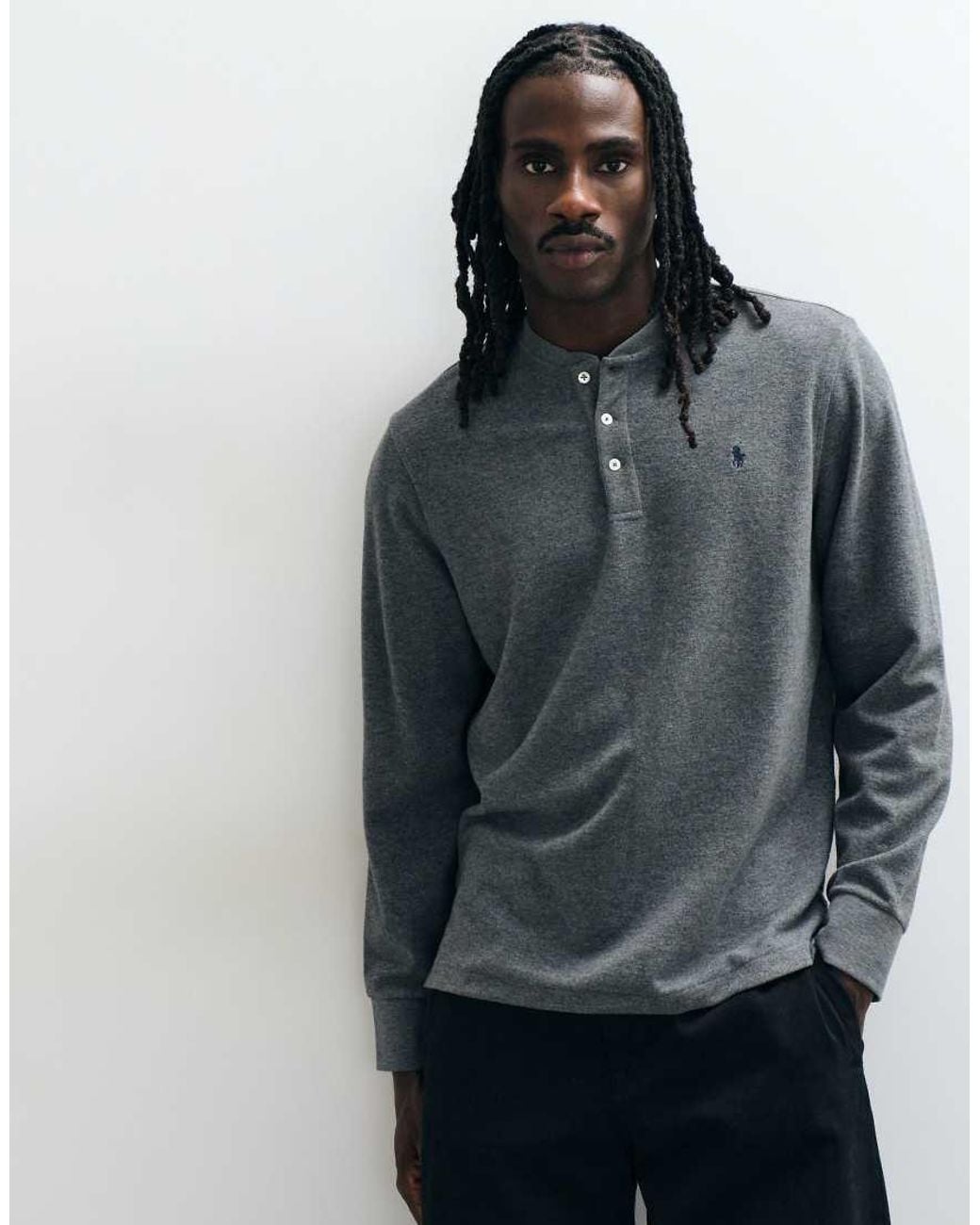 Polo Ralph Lauren Gray Lounge Knit Henley Top for men