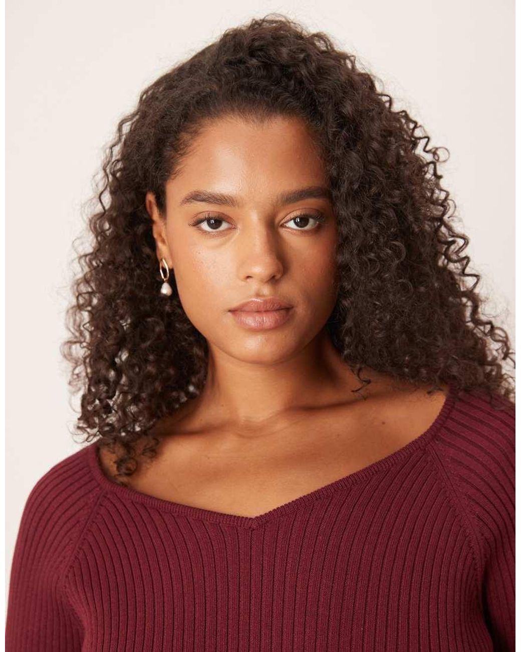 ASOS Asos Design Curve Knitted Structured V Neck Top