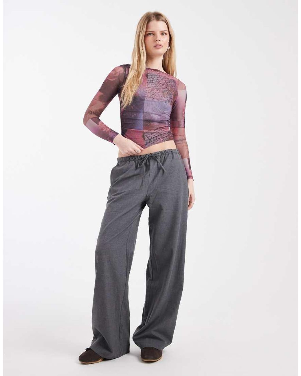 Cotton On Purple Ashley Mesh Graphic Long Sleeve Top