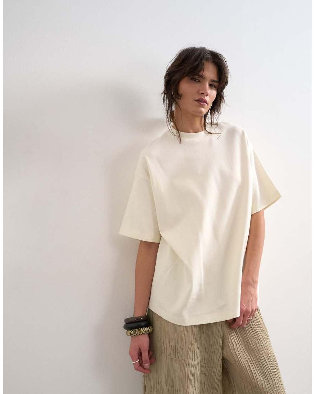 TOPSHOP White Premium Interlock Oversized Tee