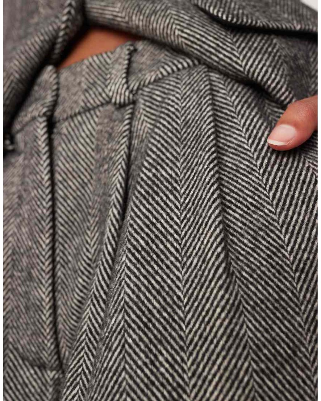 ASOS Gray Wool Blend Tailored Barrel Suit Trousers