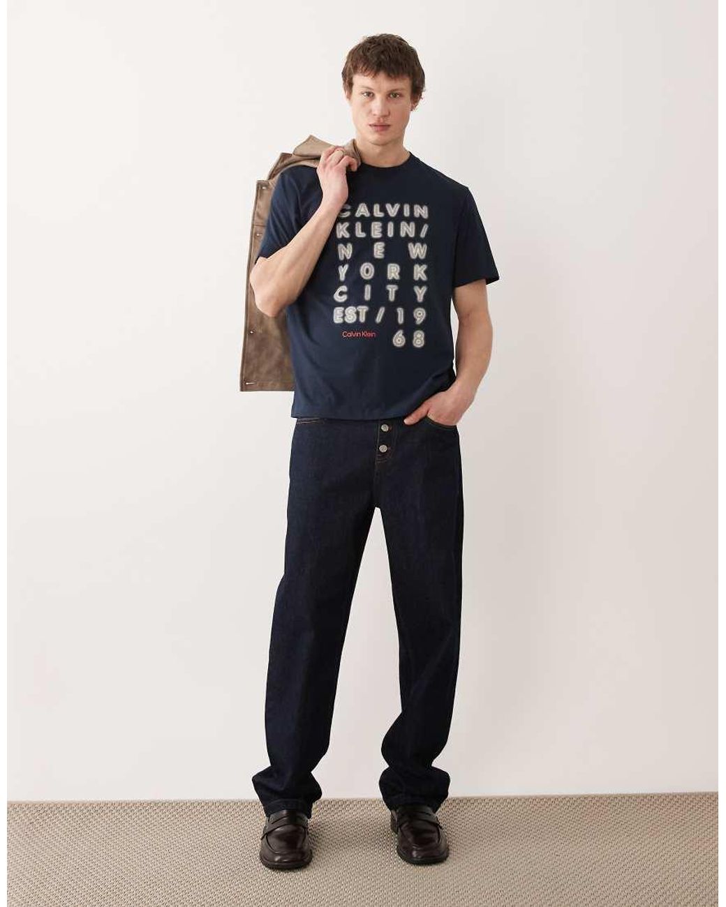 Calvin Klein Blue Centre Front Graphic Print T-shirt for men