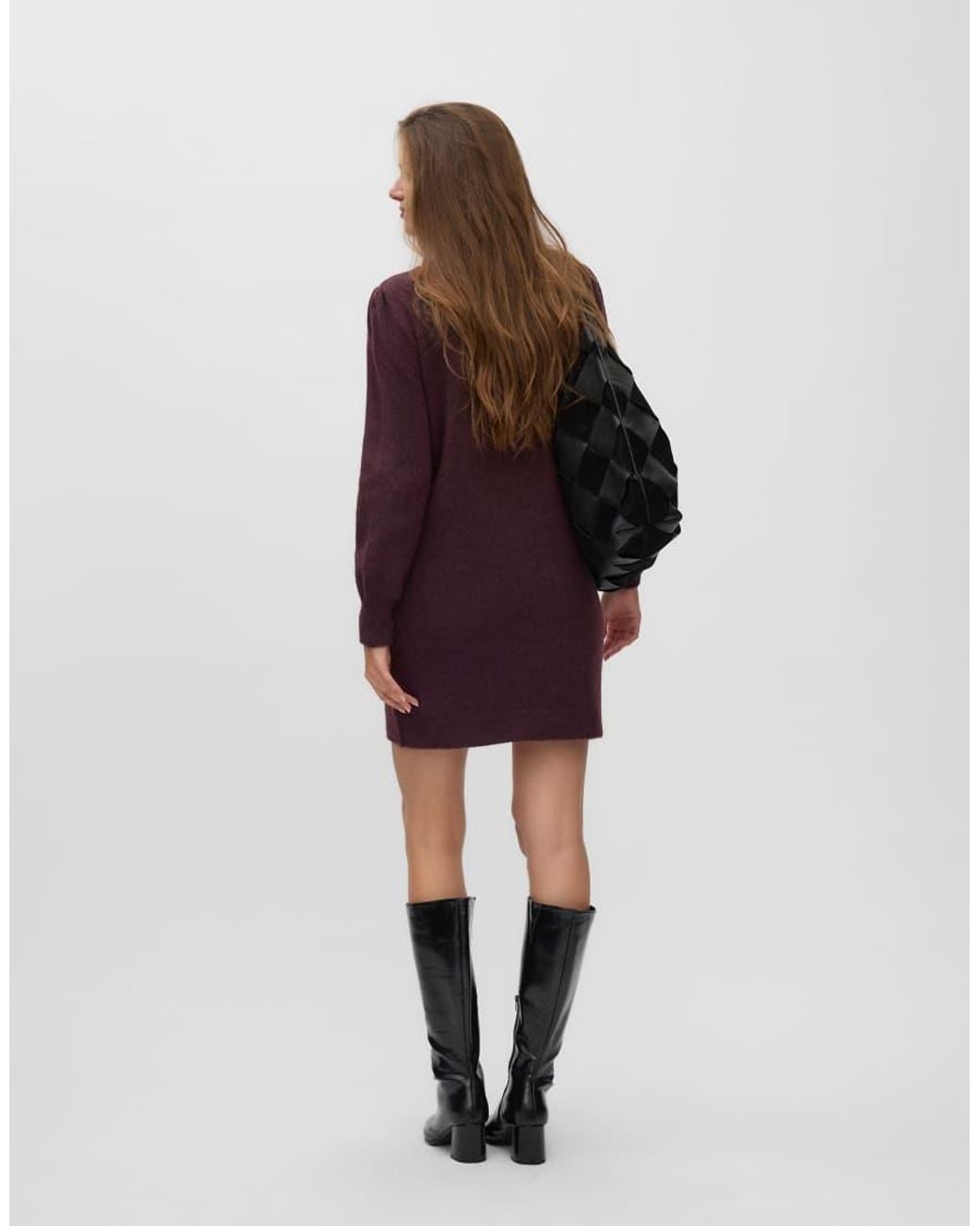 Vero Moda Multicolor Besti Ribbed Crew Neck Long Sleeve Mini Dress