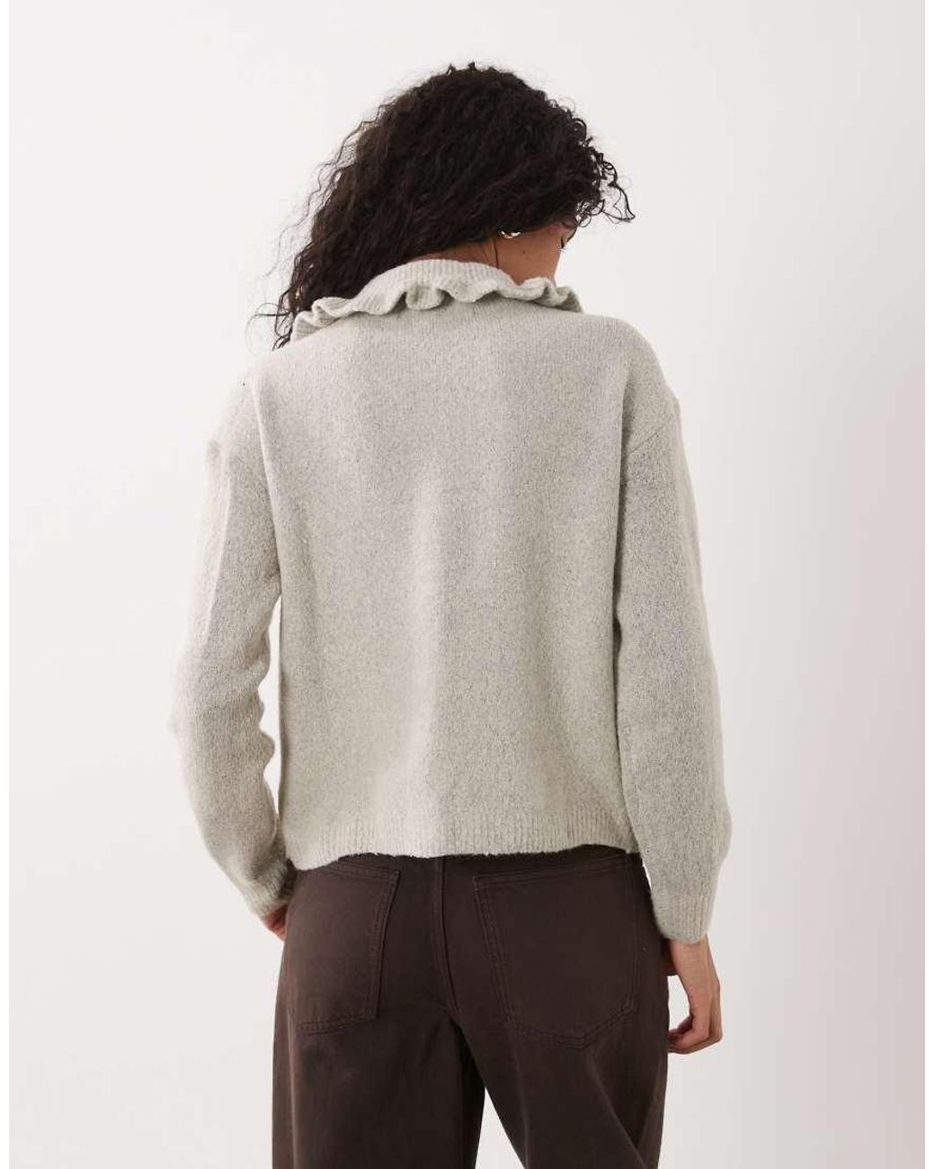 Wednesday's Girl Gray Wednesdays Girl Ruffle Collared Cardigan