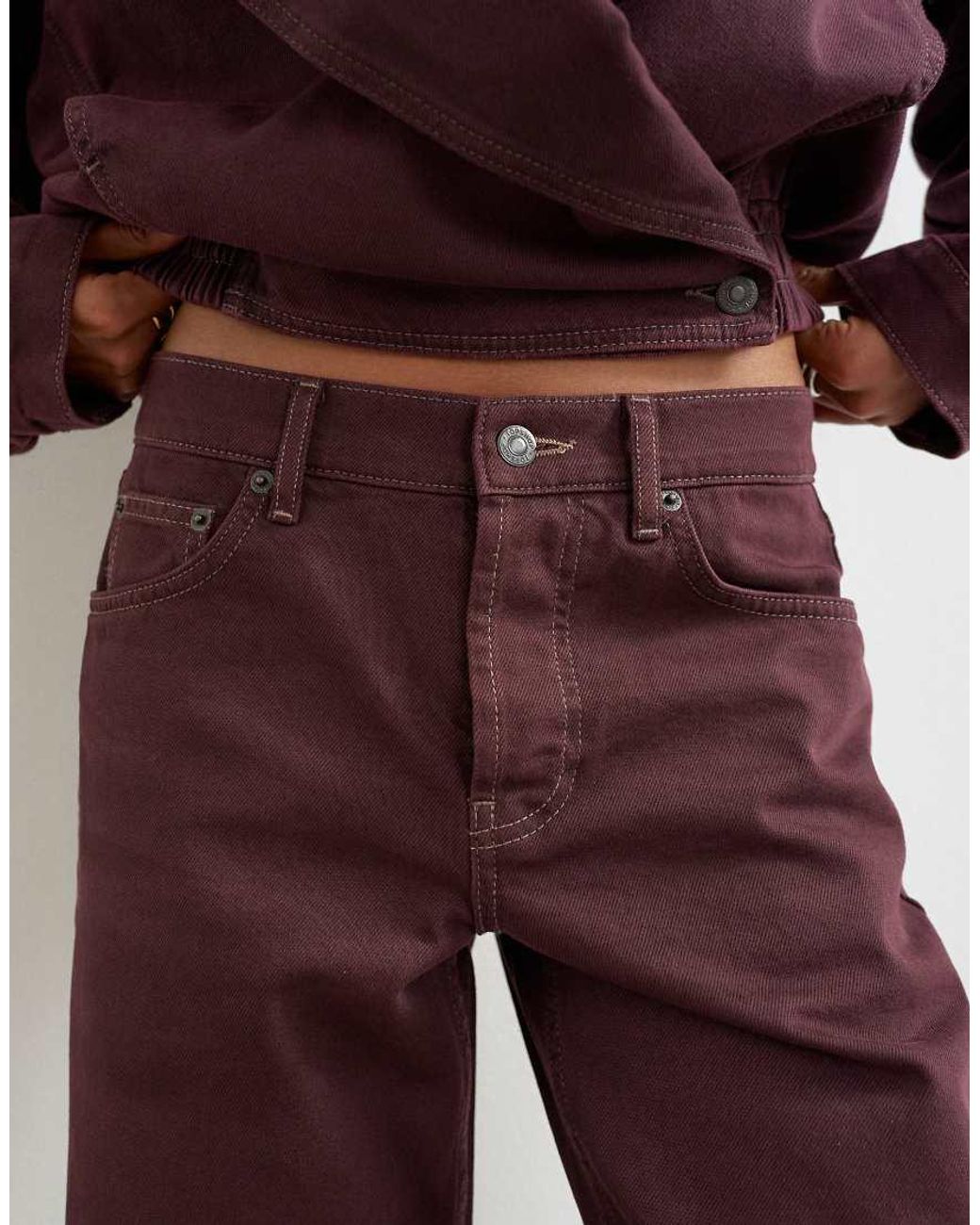 TOPSHOP Red Ember Low-rise Relaxed Straight Jeans