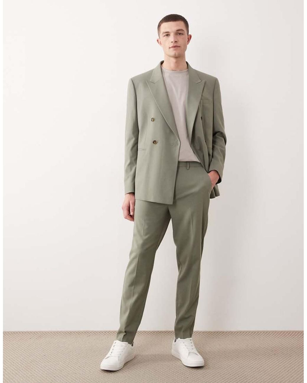ASOS Natural Tapered Suit Trousers for men