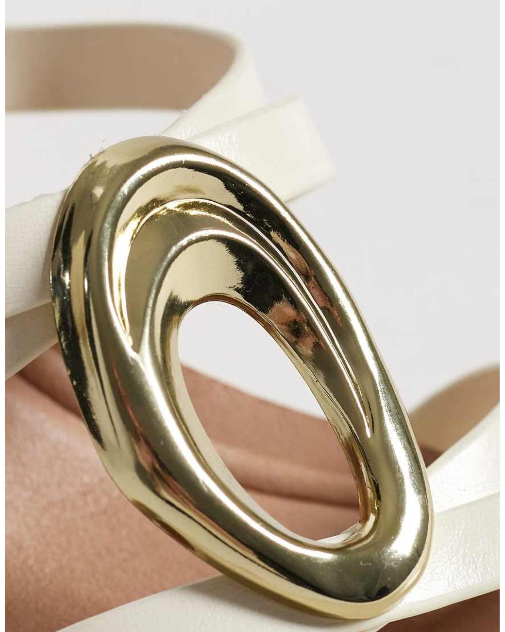 New Look Natural Pu Gold Trim Mules