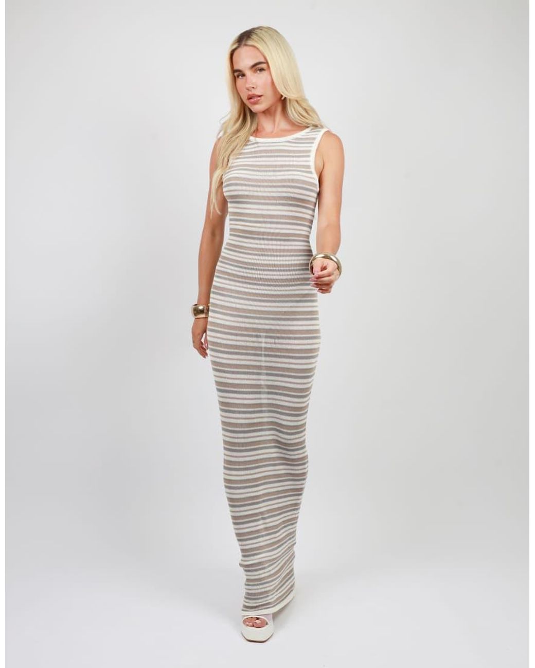SIMMI Blue Stripe Knitted Maxi Beach Dress