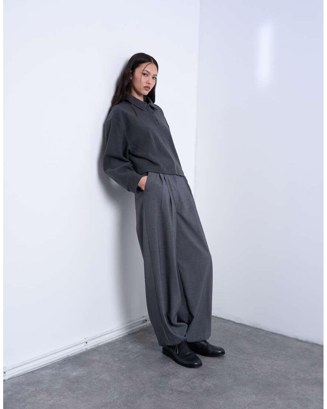 TOPSHOP Blue Soft Touch Boxy Long Sleeve Polo Co-Ord