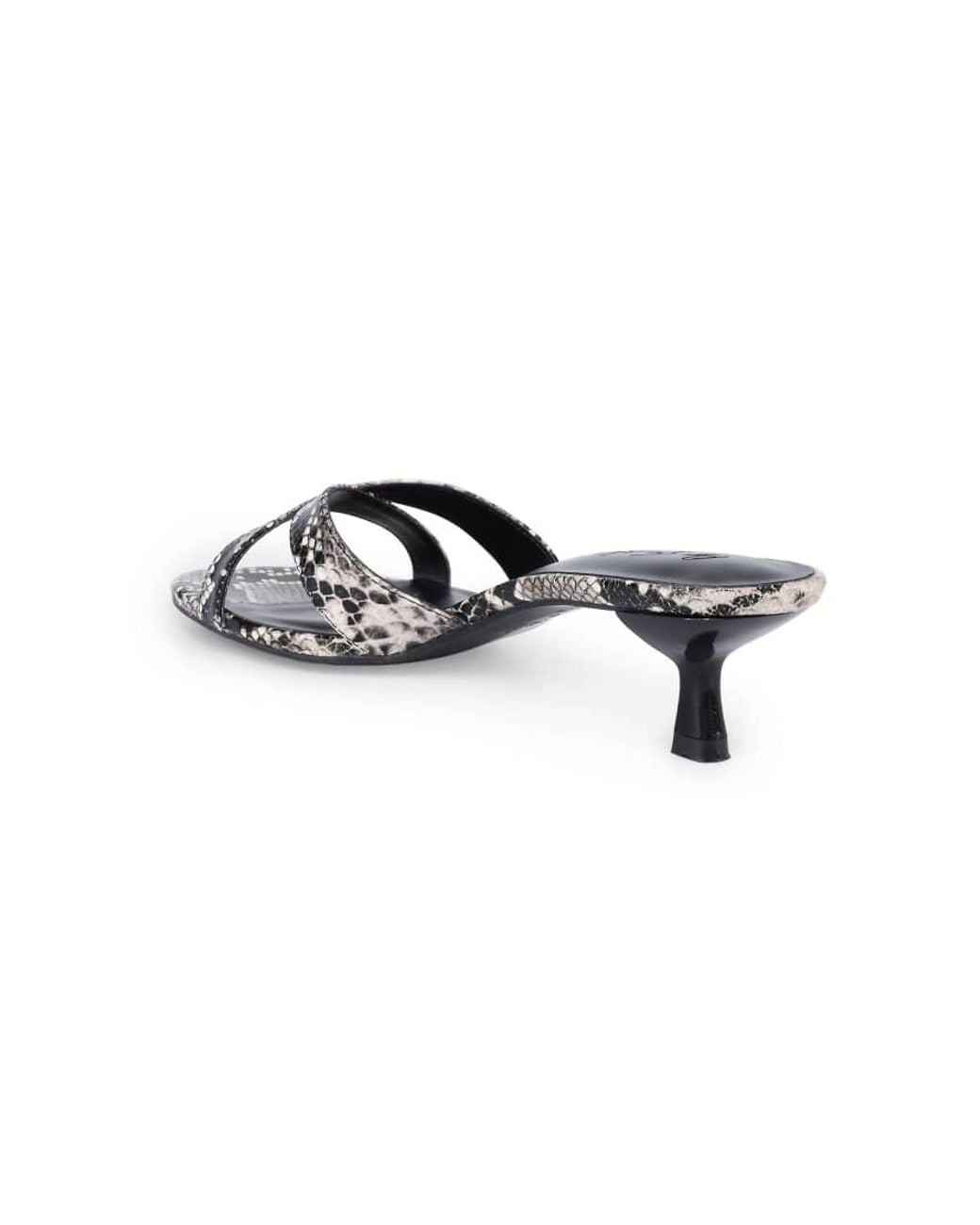 OFF THE HOOK White Jess Pu Kitten Heel Mule Sandals
