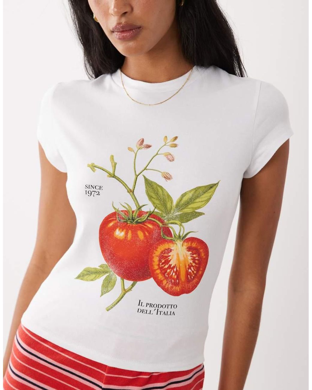 ASOS Red Baby Tee With Vintage Tomato Graphic