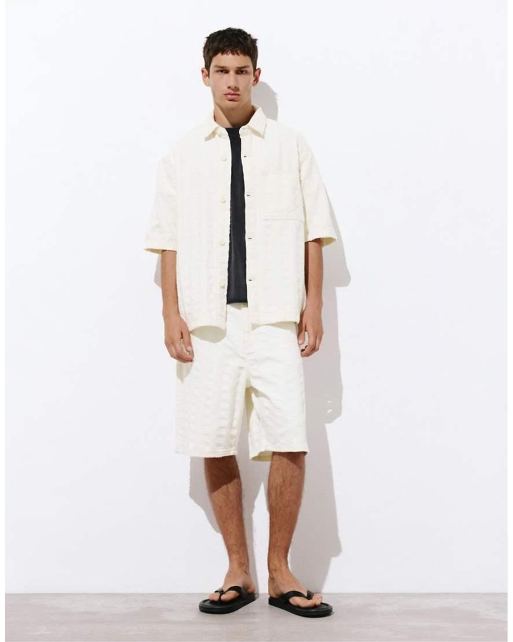 Camicia Jacquard di Pull&Bear in White da Uomo