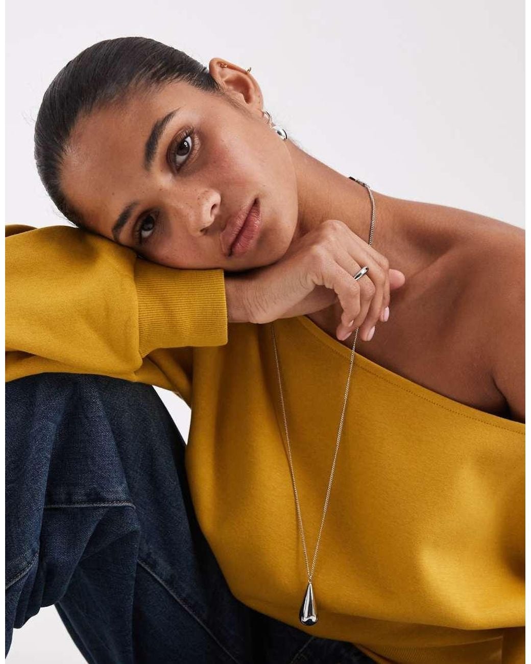 ASOS Blue Slash Neck Batwing Sweatshirt