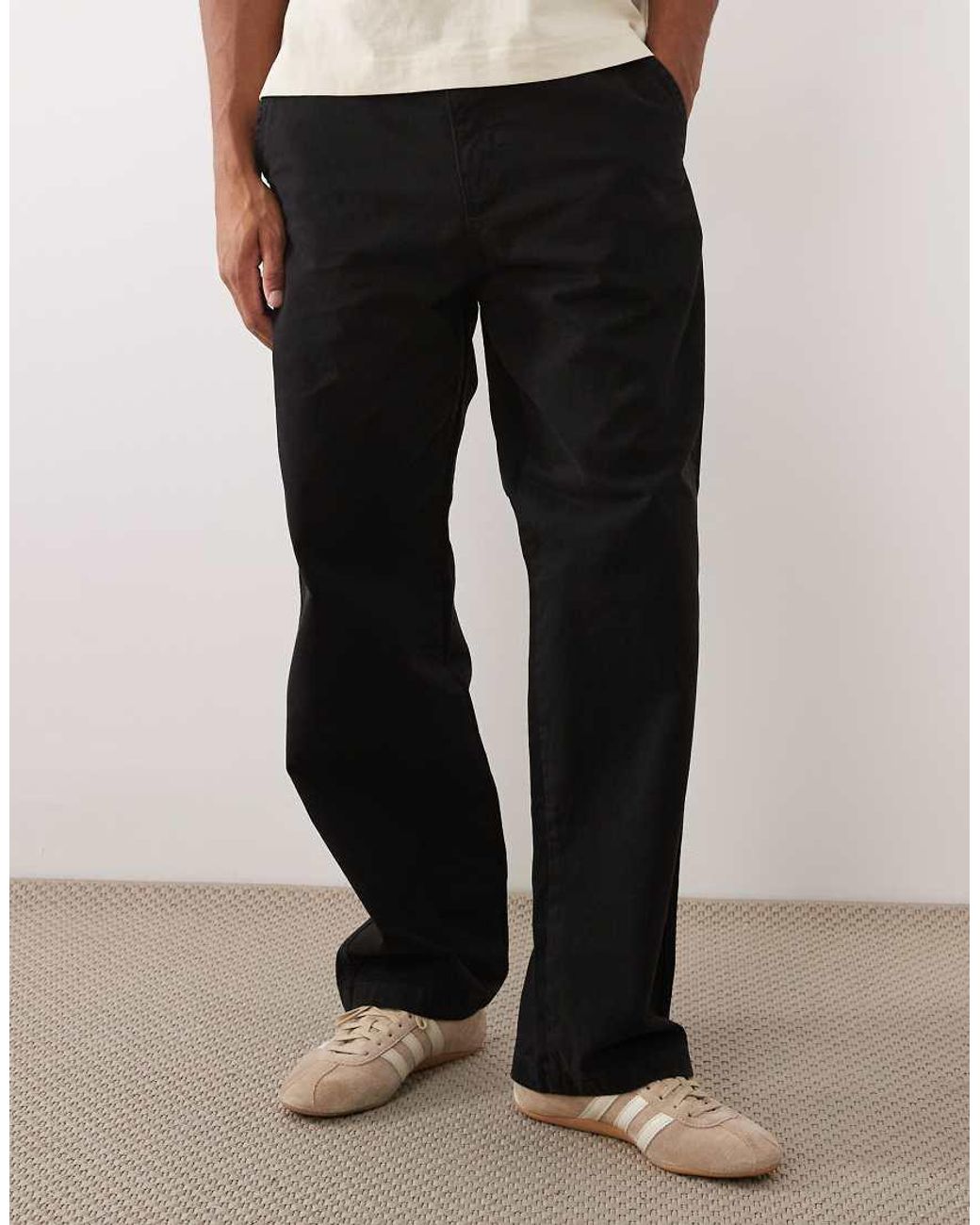 Jack & Jones White Alex baggy Workwear Pants With Logo Patch for men