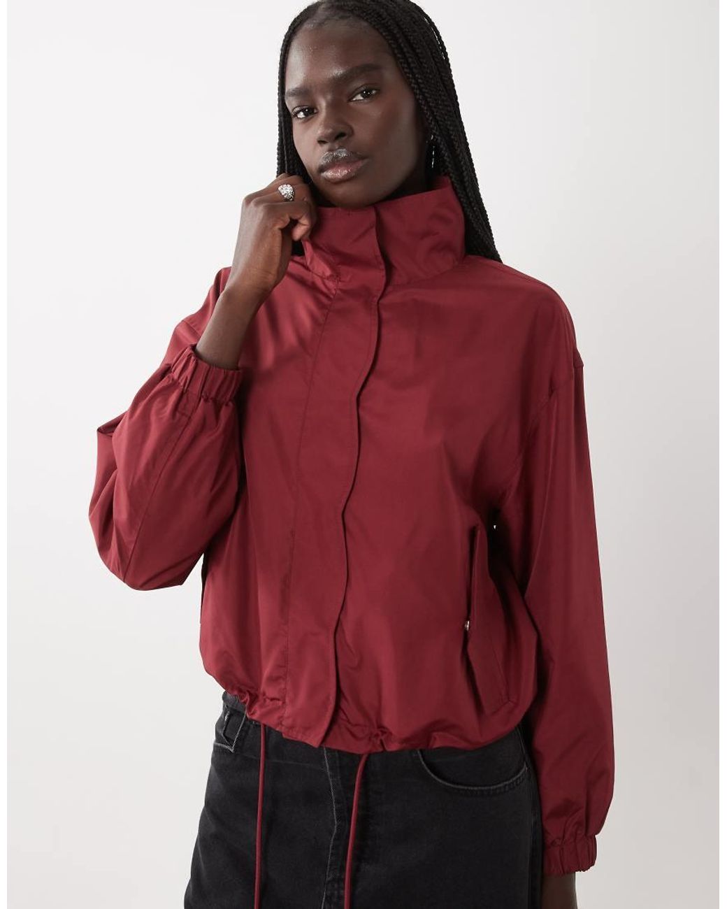 Miss Selfridge Red Scallop Detail Windbreaker