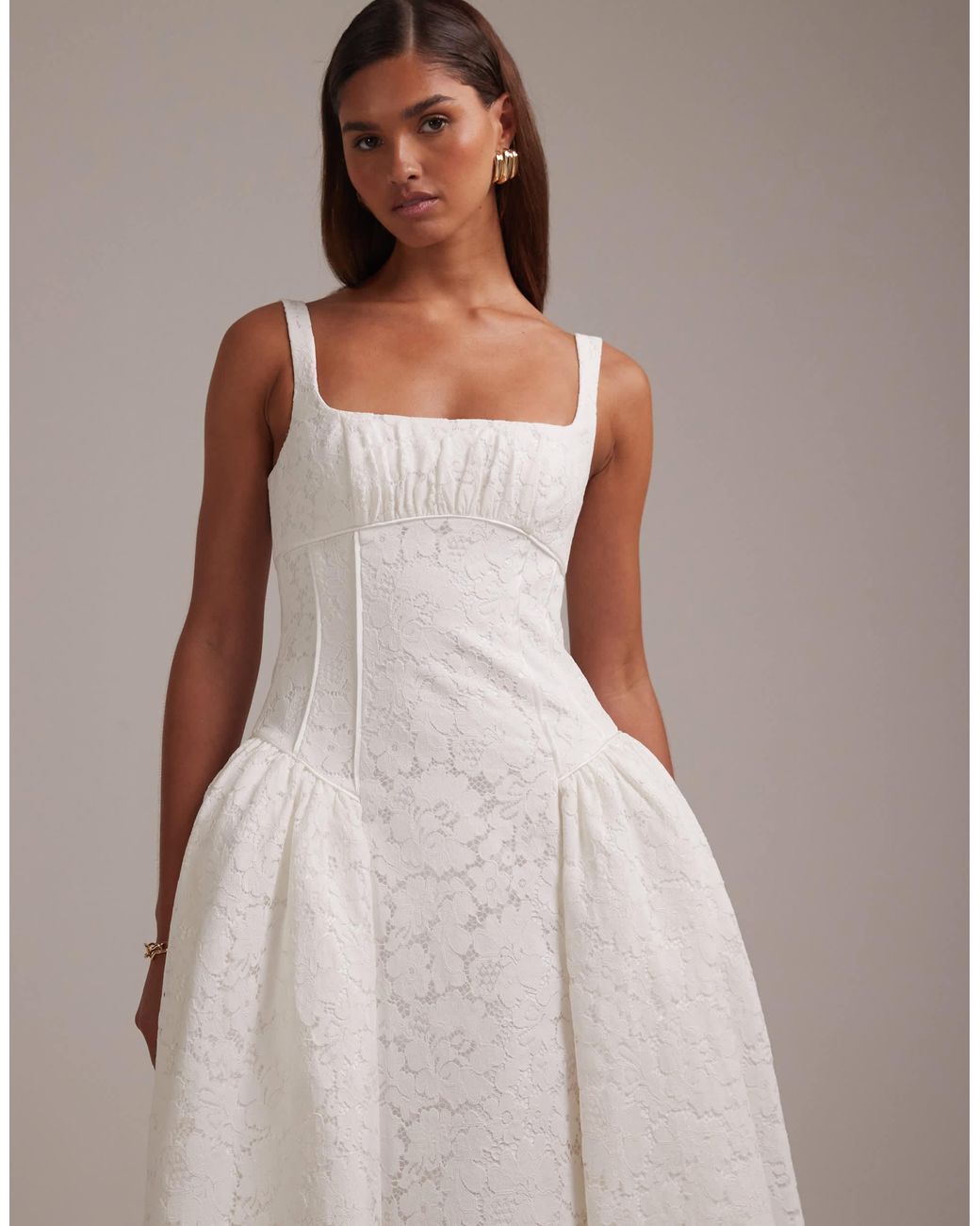 asos white formal dress Lace Prom Bridal Midi in Name:Lolli