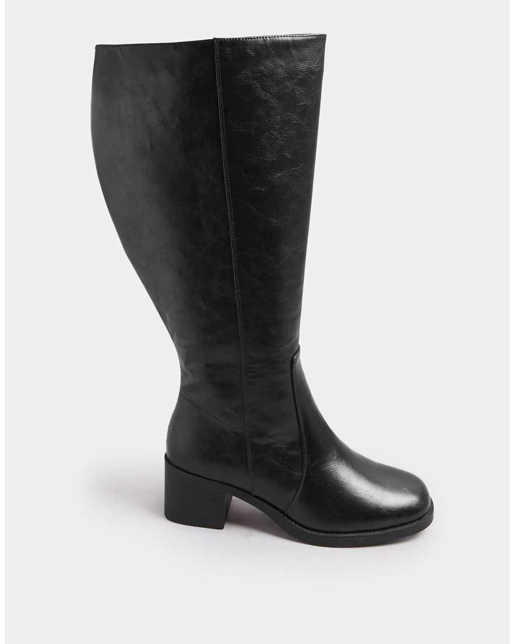 Yours Clothing Black Square Toe Knee High Boots