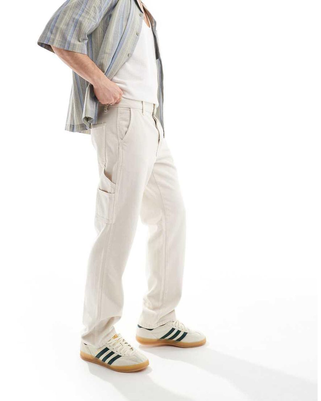 Only & Sons White Edge Straight Fit Carpenter Jeans for men