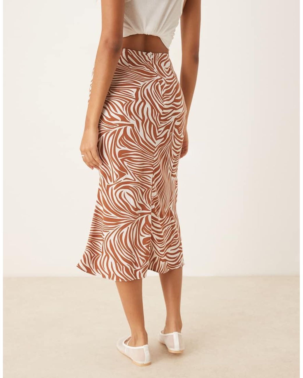 Glamorous Natural Bias Cut Midi Skirt
