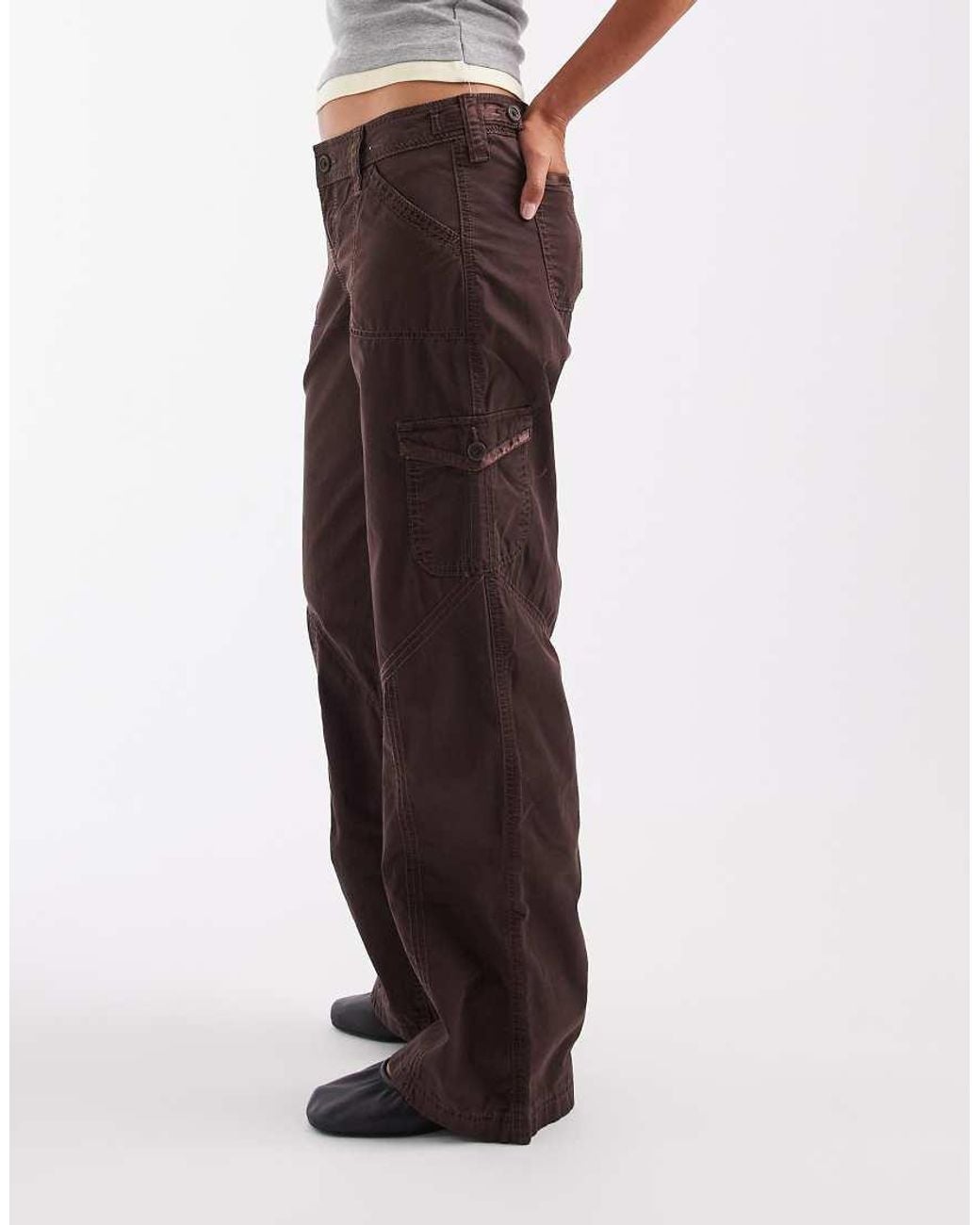 Hollister Brown Low Rise Wide Leg Adjustable Waist Pants