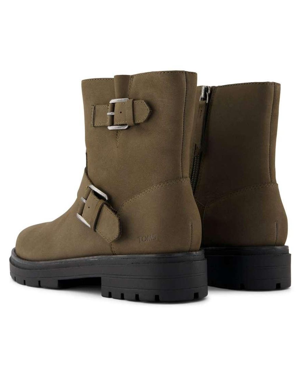 TOMS Brown Ionie Moto Ankle Boots Canteen Khaki