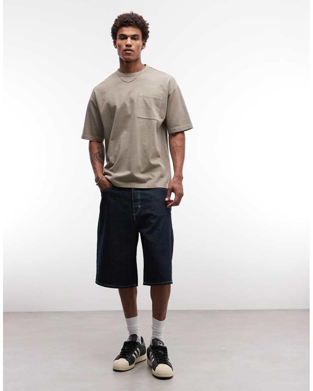 ASOS Brown Heavyweight Oversized T-Shirt With Sun Graphic for men