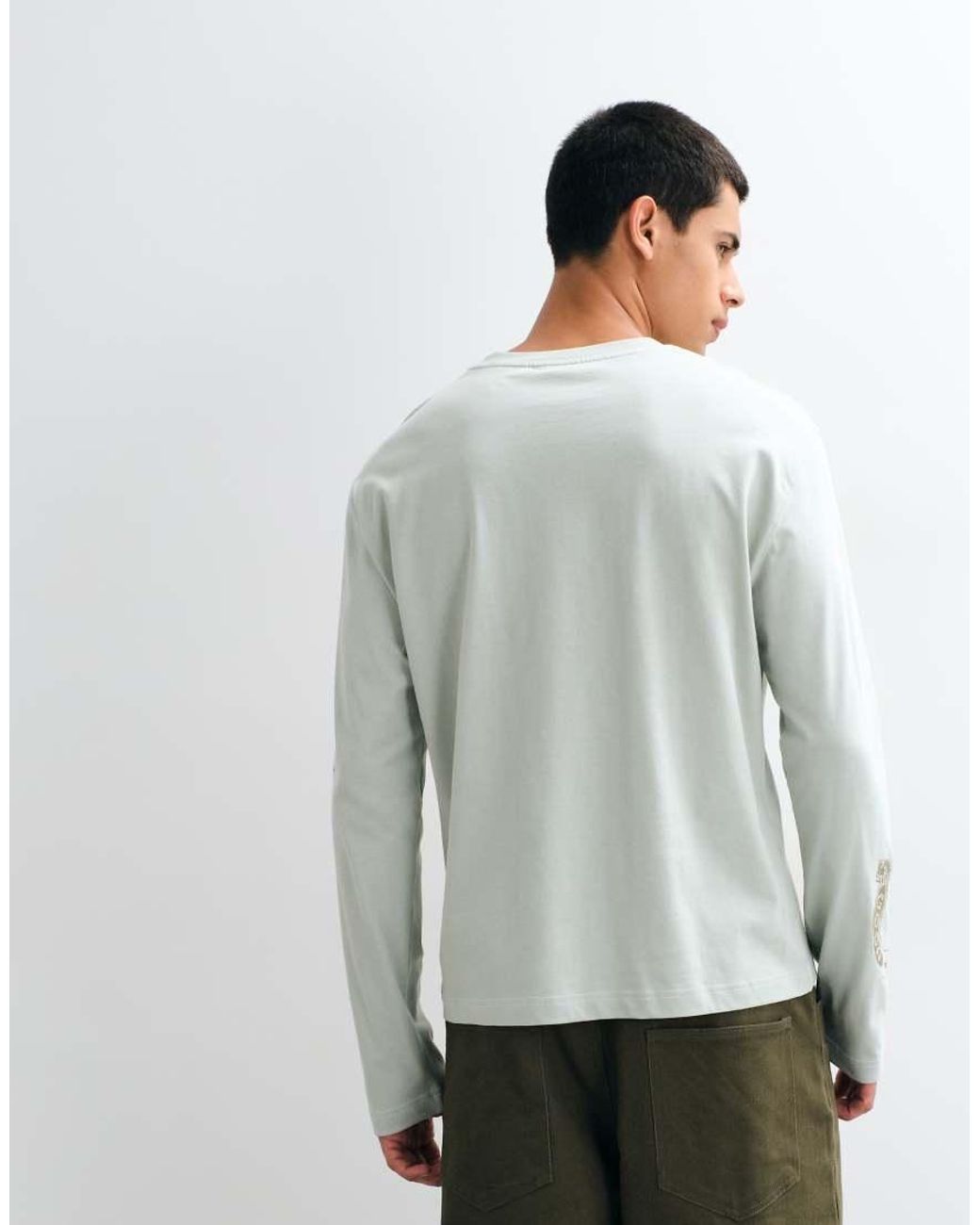 ASOS Gray Boxy Relaxed Long Sleeve T-shirt With Graphic for men