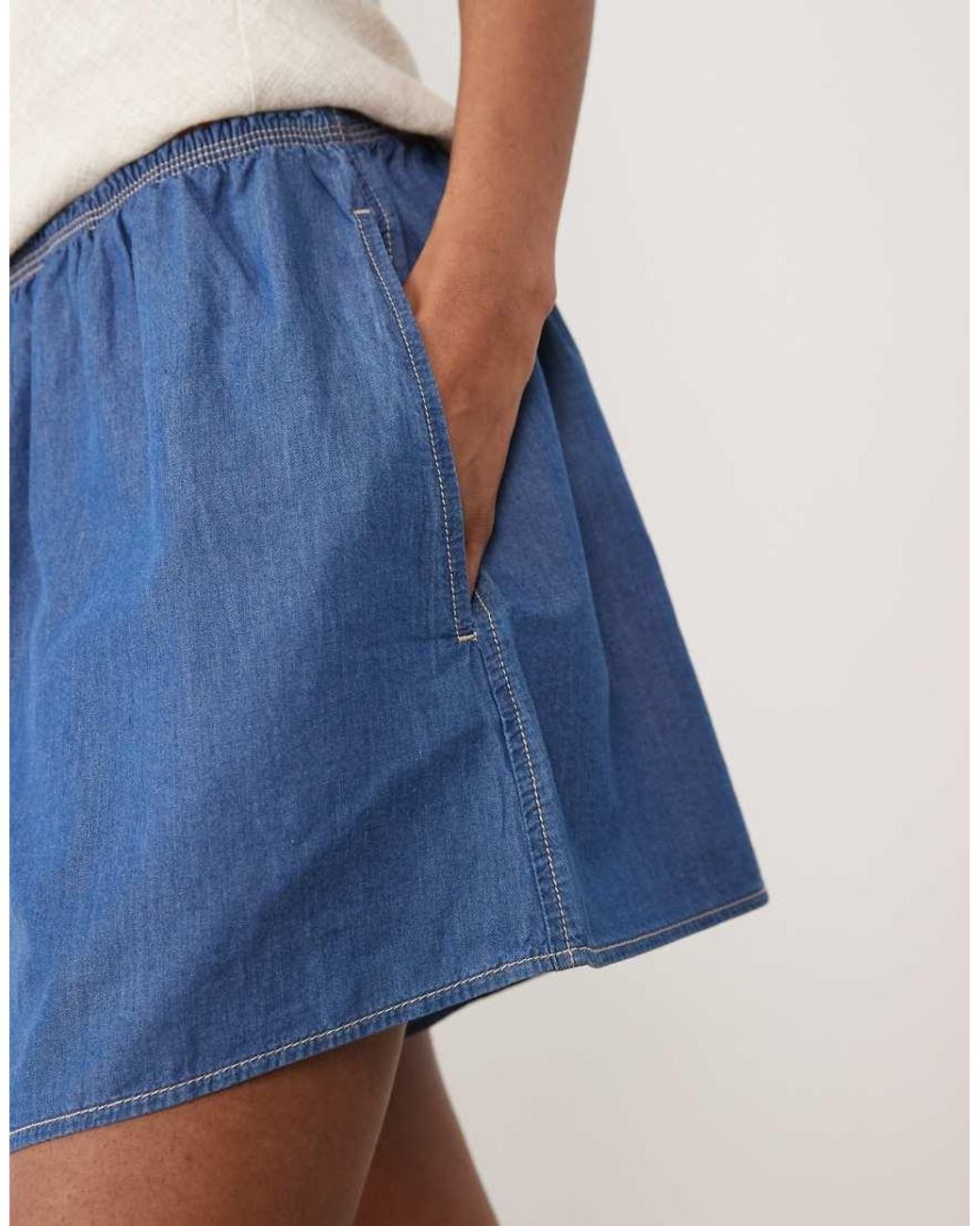 ARKET Blue Pull On Denim Shorts