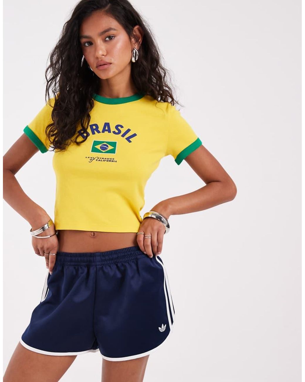 Adidas Originals Blue Three Stripe Sprinter Shorts