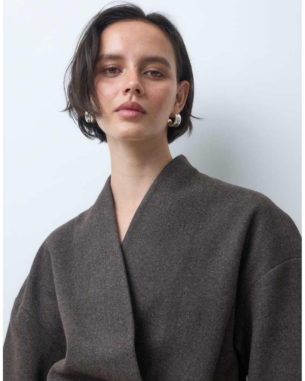 Aware Gray Wrap Front Tie Detail Short Jacket