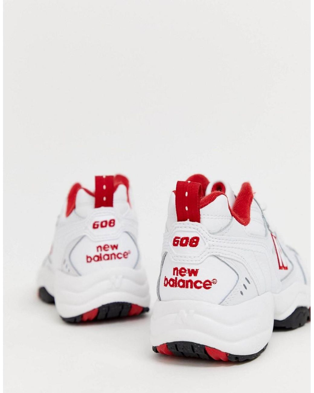 608 - Baskets épaisses - Blanc et rouge Caoutchouc New Balance en coloris  Blanc | Lyst