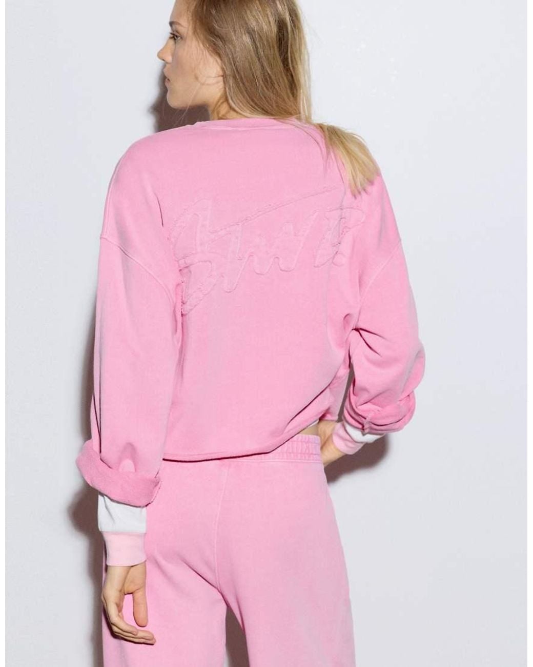 Pull&Bear Pink Stwd Round Neck Sweatshirt