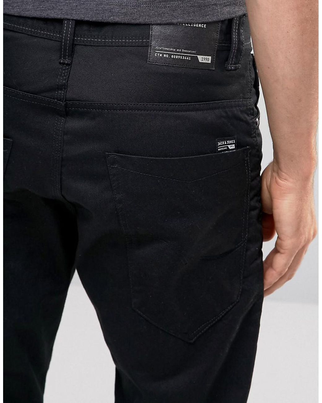 Jack & Jones Intelligence Anti Fit Jeans With Engineered Detail In Coated  Black for Men | Lyst UK