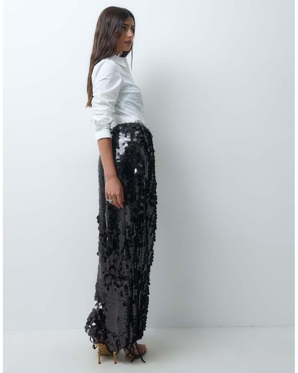 Never Fully Dressed Gray Disc Sequin Elasticated Waist Balloon Trouser
