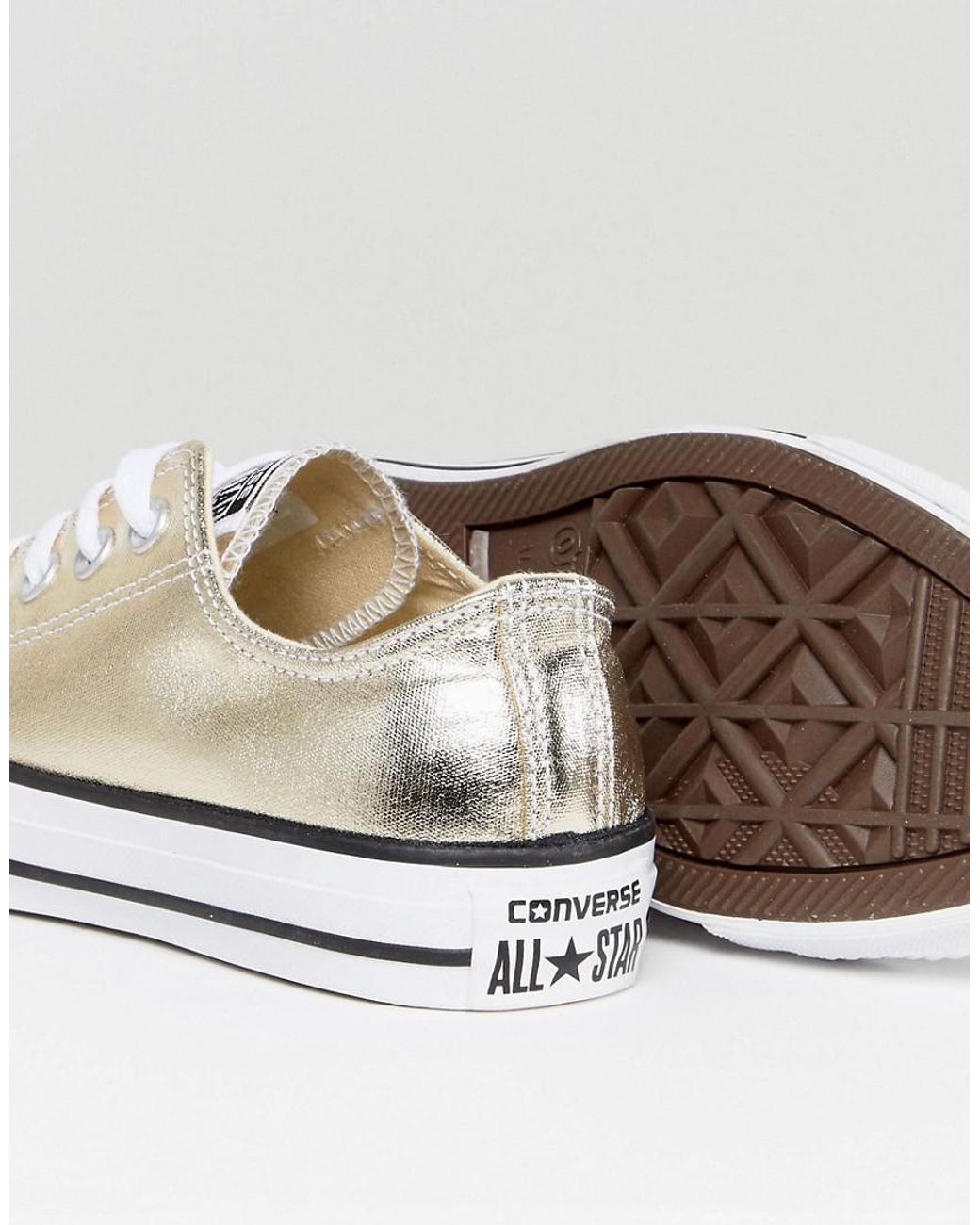 Converse Chuck Taylor Ox Trainers In Gold Metallic | Lyst UK