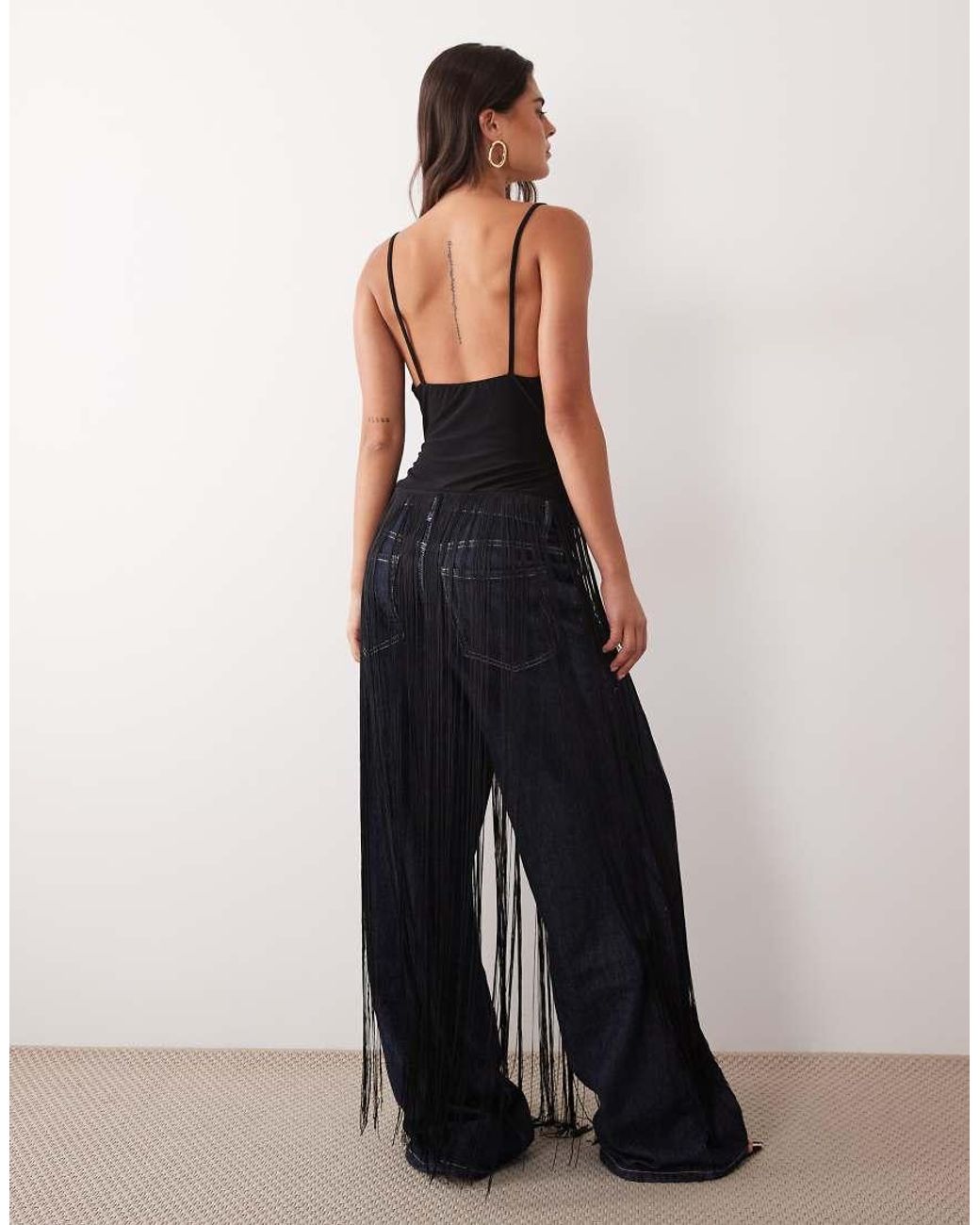 ASOS White Fringed Long Top