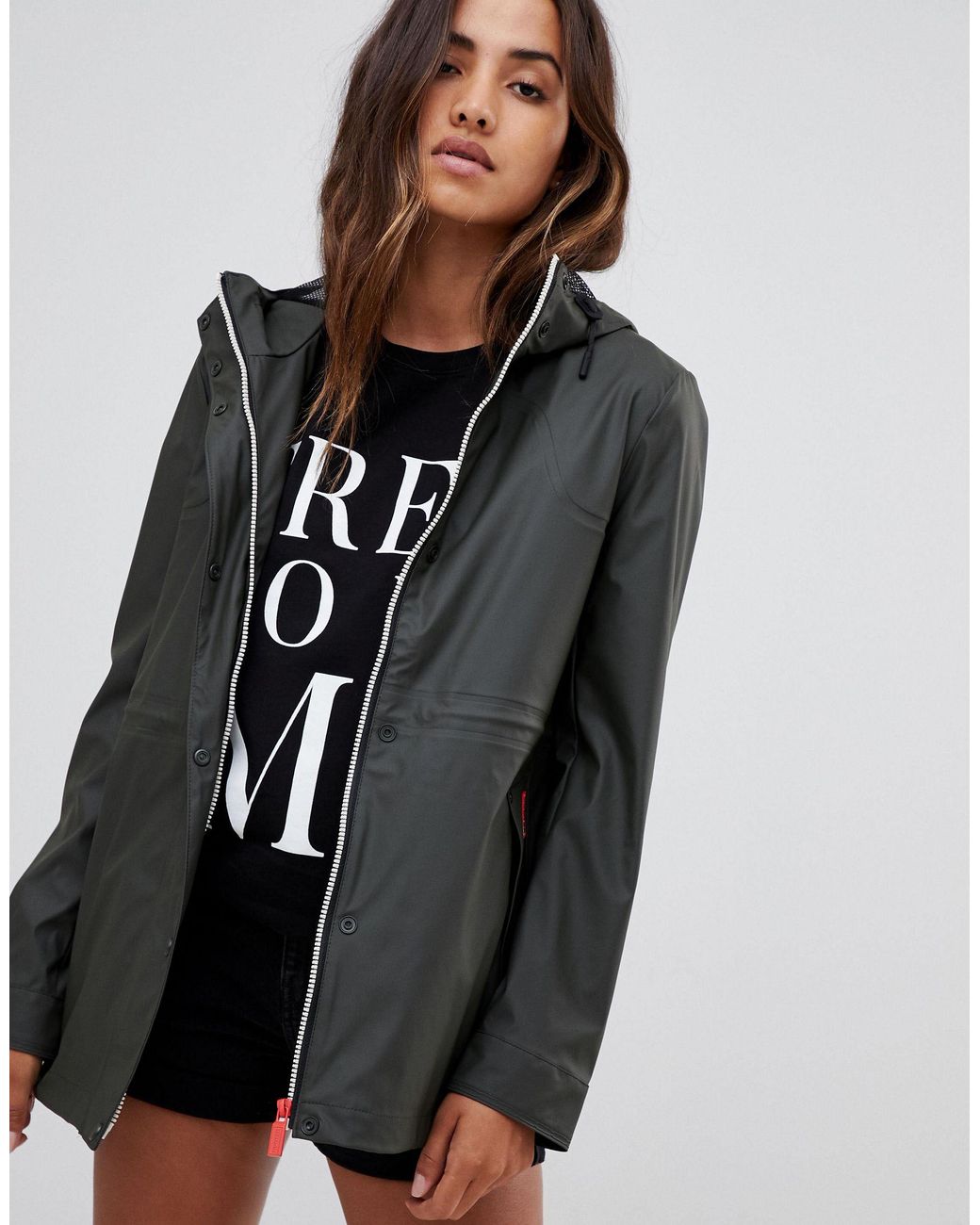 hunter green rain jacket