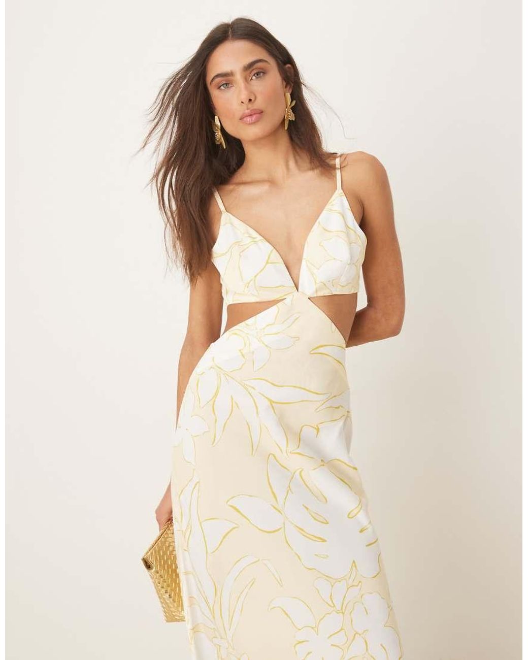 Pretty Lavish Natural Cut-out Maxi Dress