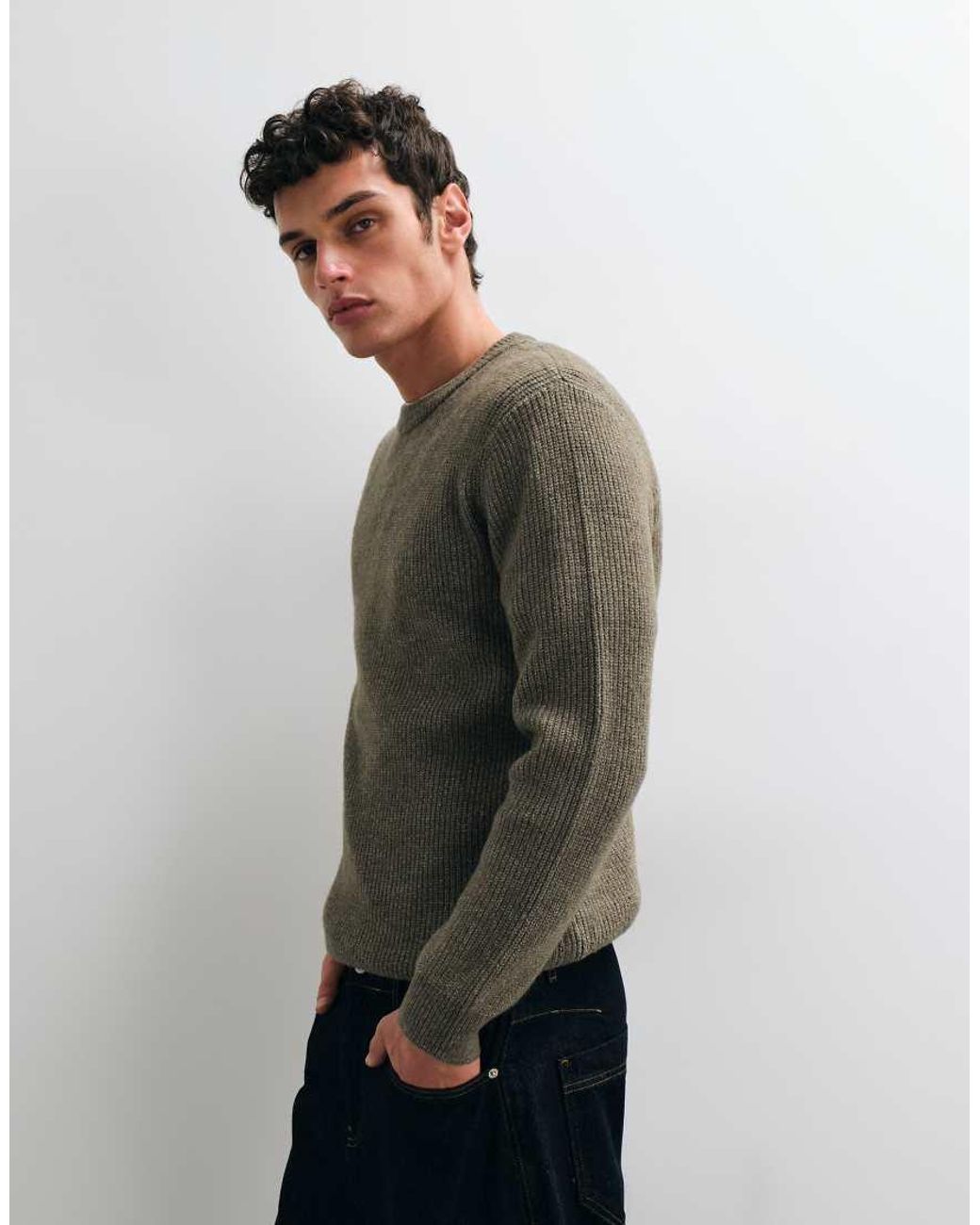 New Look Green Fisherman Jumper for men