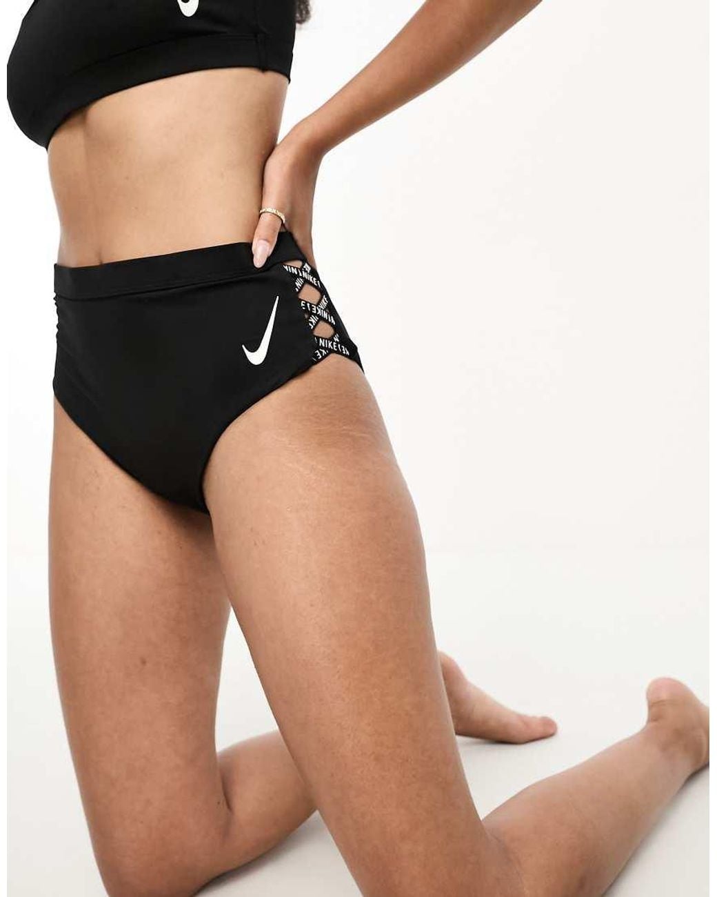 Nike Black Nike Icon Sneakerkini High Waist Cheeky Bikini Bottoms