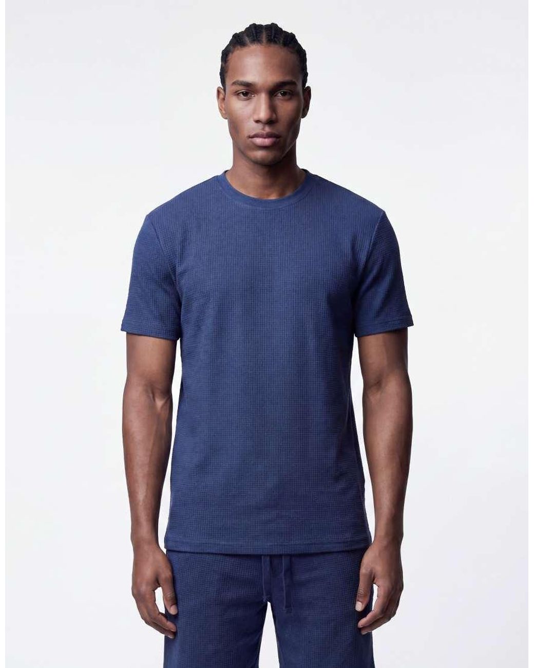 Only & Sons Blue Waffle Short Co-ord for men