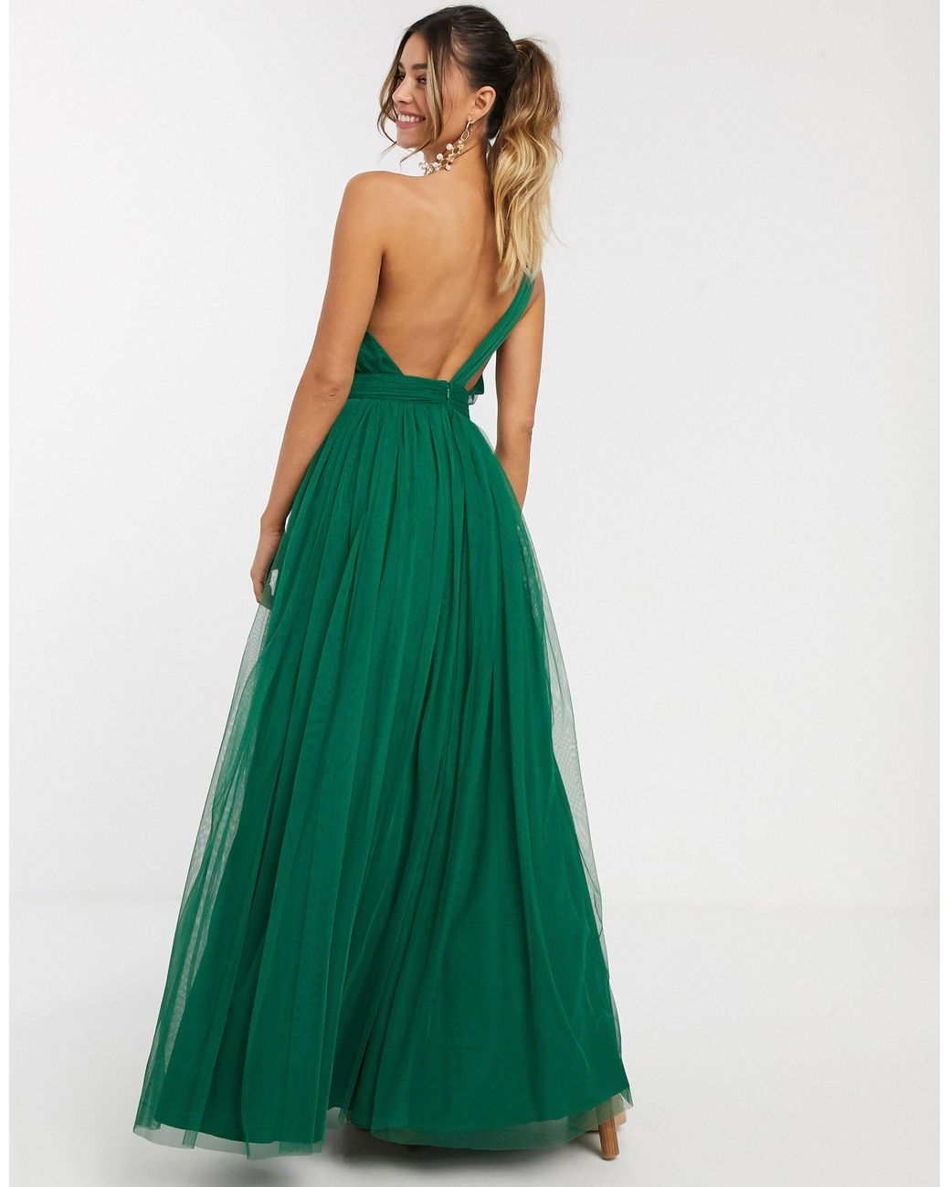 ASOS One Shoulder Tulle Maxi Dress in Green | Lyst ASOS One Shoulder Tulle Maxi Dress in Green | Lyst