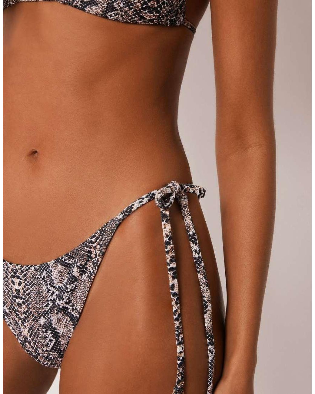 Calzedonia Brown Classic Snake Tie Side Bikini Bottoms